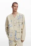 Desigual Ethnic Print Jacket In White