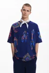 Desigual Ethnic Print T-shirt In Blue