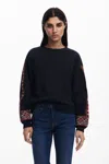 Desigual Ethnic Sweatshirt In Black