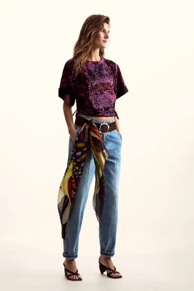 Desigual Ethnic T-shirt Designed By Mr. Christian Lacroix In Purple