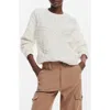 Desigual Exeter Cable Crewneck Sweater In White