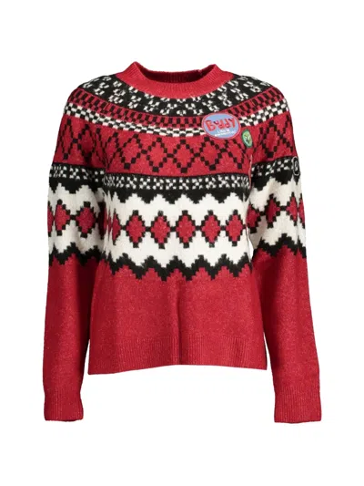 Desigual Fair Isle Patch-detail Sweater In Red
