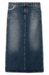 Desigual Fal Sia Longline Denim Skirt In Blue