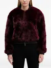 Desigual Faux Fur Bomber Jacket In Burgundy