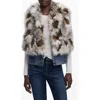 Desigual Faux Fur Denim Hooded Vest In Nude