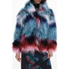 Desigual Faux Fur Jacket In Blue