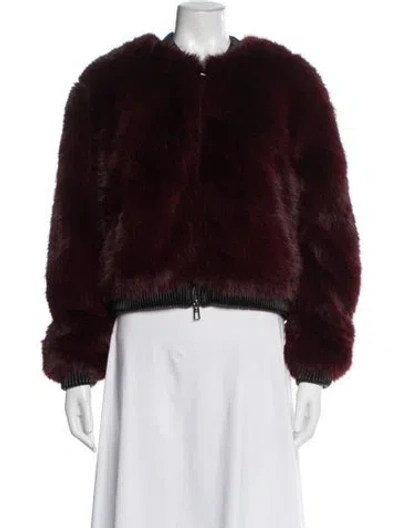 Pre-owned Desigual Faux Fur Jacket In Burgundy