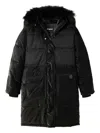 Desigual Faux-fur-trimmed Quilted Coat In Black