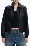 Desigual Faux Leather Biker Jacket In Black