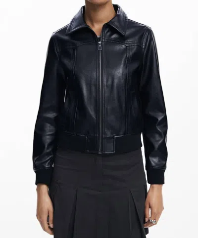 DESIGUAL FAUX LEATHER BIKER JACKET IN BLACK