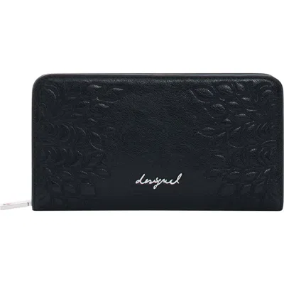 Desigual Faux Leather Continental Wallet In Black