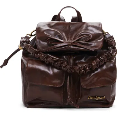 Desigual Faux Leather Convertible Backpack In Brown
