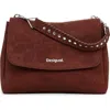 Desigual Faux Leather Convertible Top Handle Bag In Brown