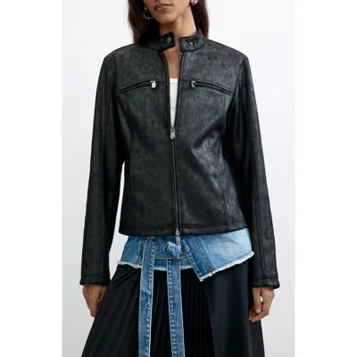 Desigual Faux Leather Jacket In Black