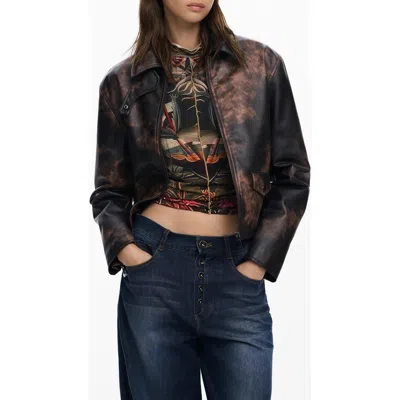 Desigual Faux Leather Jacket In Brown