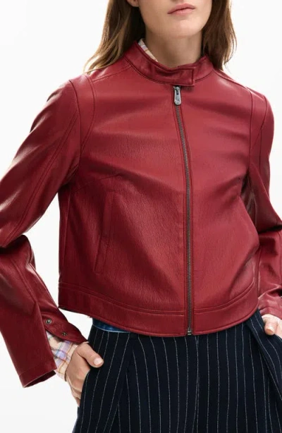 Desigual Faux Leather Jacket In Red