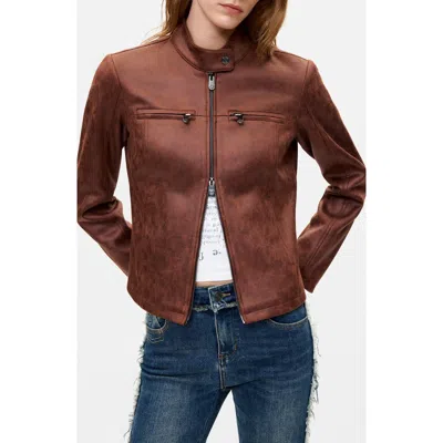 Desigual Faux Leather Jacket In Brown