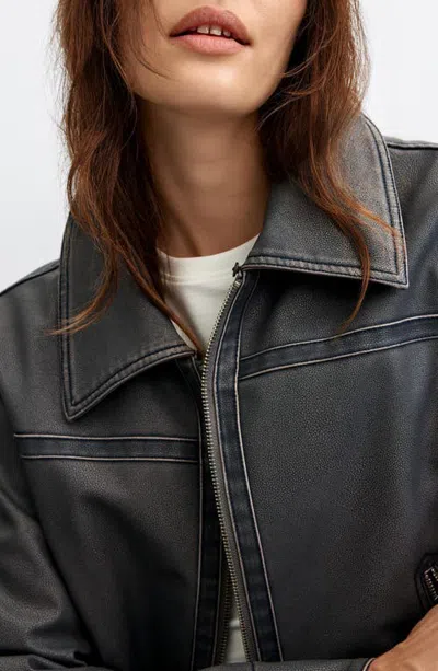 Desigual Faux Leather Jacket In Black