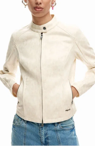 Desigual Faux Leather Jacket In Neutral