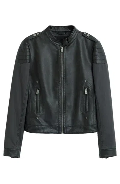 Desigual Faux Leather Moto Jacket In Black