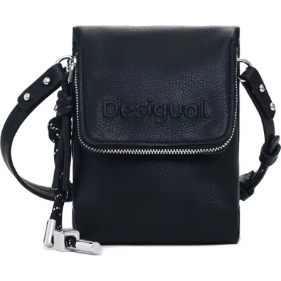 Desigual Faux Leather Phone Crossbody Bag In Black