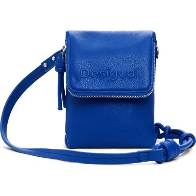 Desigual Faux Leather Phone Crossbody Bag In Blue