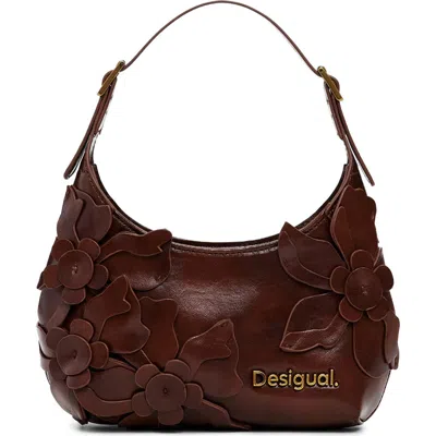 Desigual Faux Leather Shoulder Bag In Brown