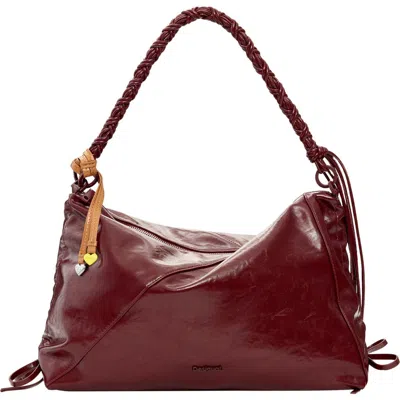 Desigual Faux Leather Shoulder Bag In Burgundy