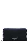 Desigual Faux Leather Zip Around Wallet In Black