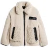 Desigual Faux Shearling Bomber Jacket In Neutral
