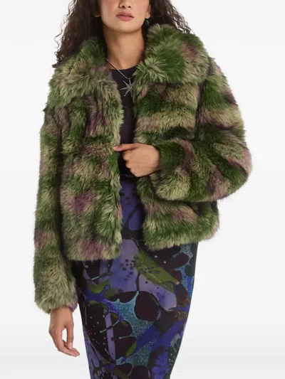 Desigual Faux-fur Coat In Multi