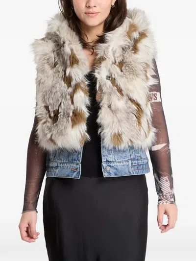 Desigual Faux-fur Panelled Gilet In Multi