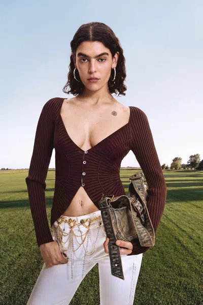 Desigual Fine Knit Sweater With Buttons In Black