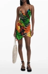 Desigual Fitted Asymmetric Cover-up Minidress In Black