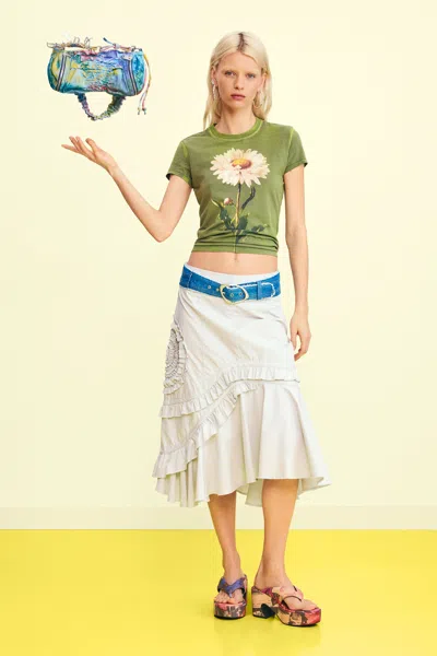 Desigual Fitted Daisy T-shirt In Green