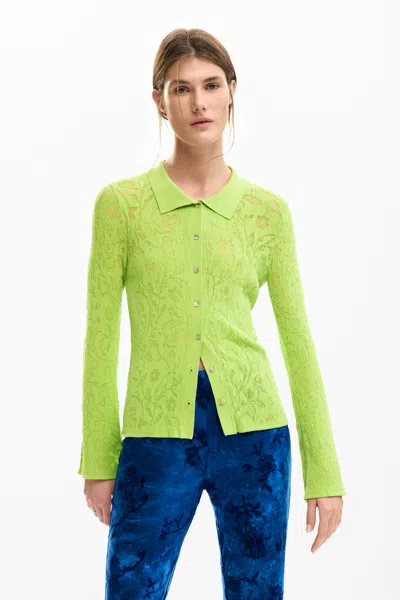 Desigual Fitted Floral T-shirt In Green