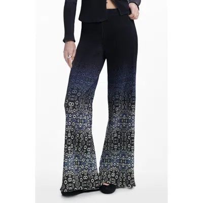 Desigual Flare Leg Pull-on Pants In Blue