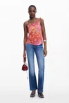 Desigual Flared Jeans With Twisted Seam In Blue