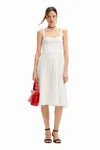 Desigual Flared Midi Dress In White