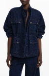 Desigual Flecked Denim Trucker Jacket In Blue
