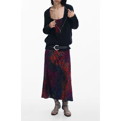 Desigual Flocked Animal Slipdress In Multi