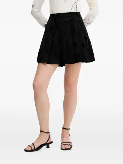 Desigual Flocked Mini Skirt In Black