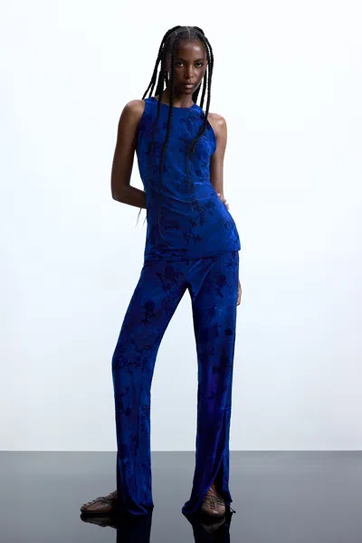 Desigual Flocked Pants In Blue