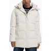 Desigual Flocked Print Quilted Puffer Jacket With Removable Hood In White