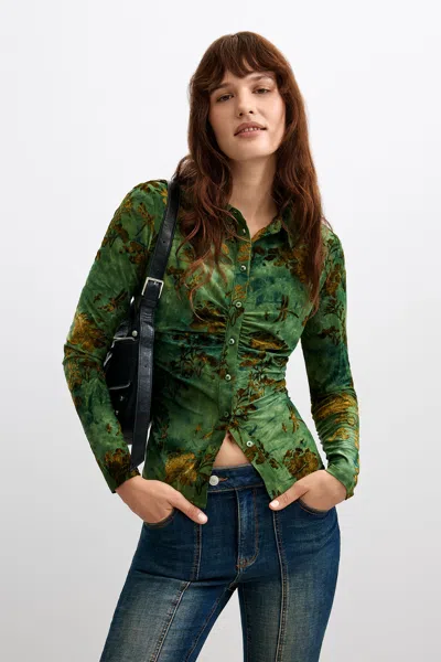 Desigual Flocked Shirt In Multi