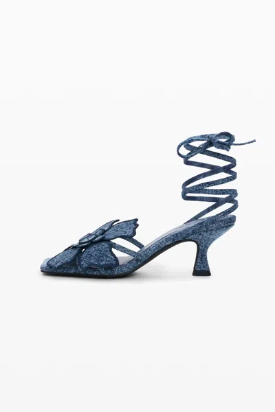Desigual Floral Appliqué Sandal In Blue