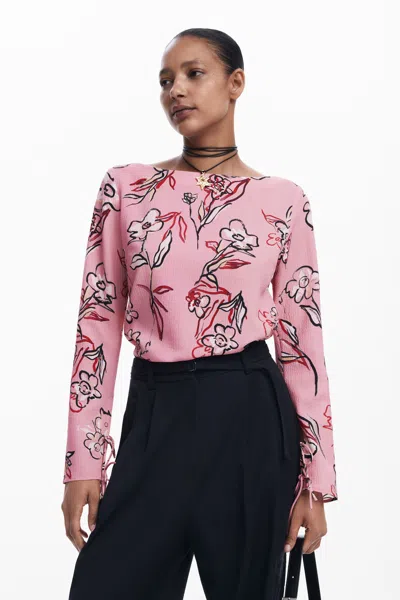 Desigual Floral Blouse In Red