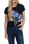 Desigual Floral Crewneck Cotton Graphic T-shirt In Black