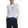 Desigual Floral Crewneck Sweater In White