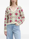 Desigual Cotton Blend Crochet Cardigan In Multi
